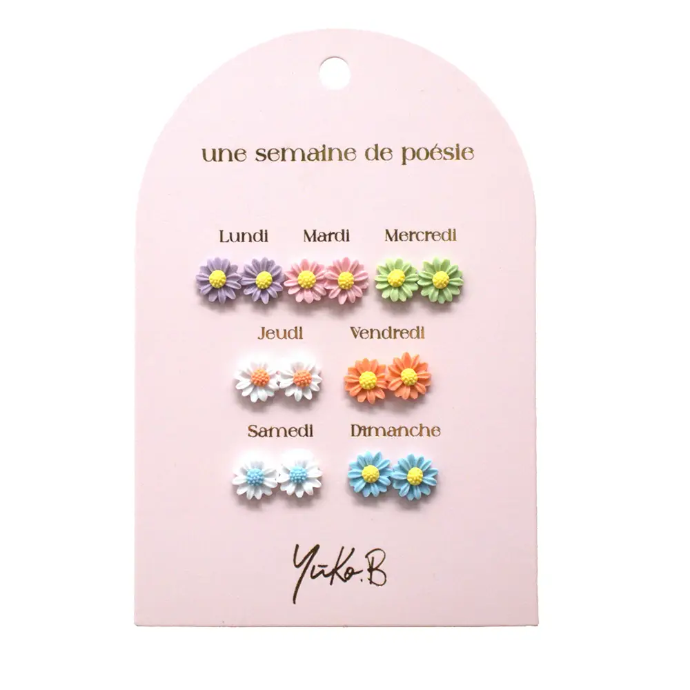 Yuko.B 7 pairs of nickel-free earrings - A Week of Poetry Flowers