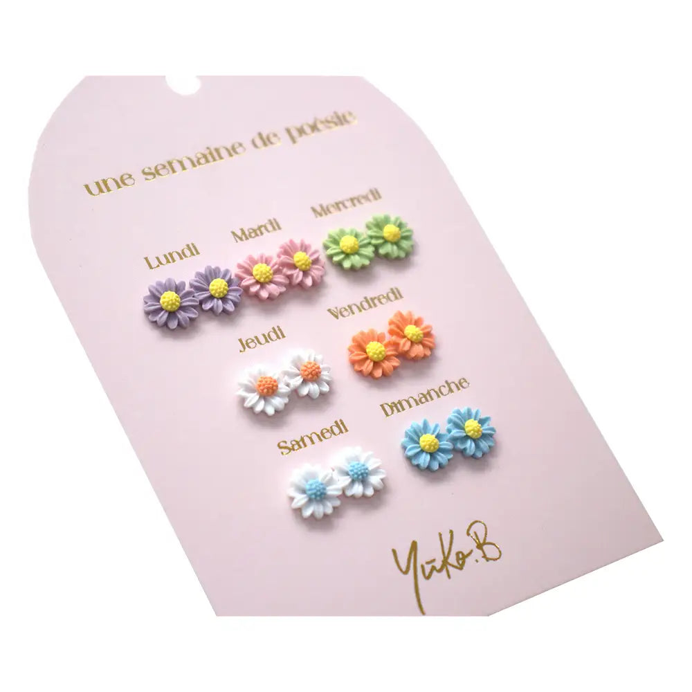 Yuko.B 7 pairs of nickel-free earrings - A Week of Poetry Flowers