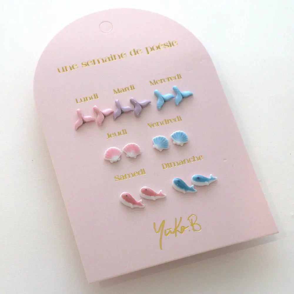 Yuko.B 7 pairs of nickel-free earrings - A week of poetry Ocean