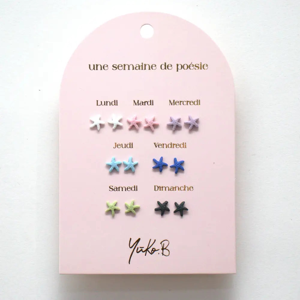Yuko B. 7 pairs of nickel-free earrings - A week of Starfish poetry