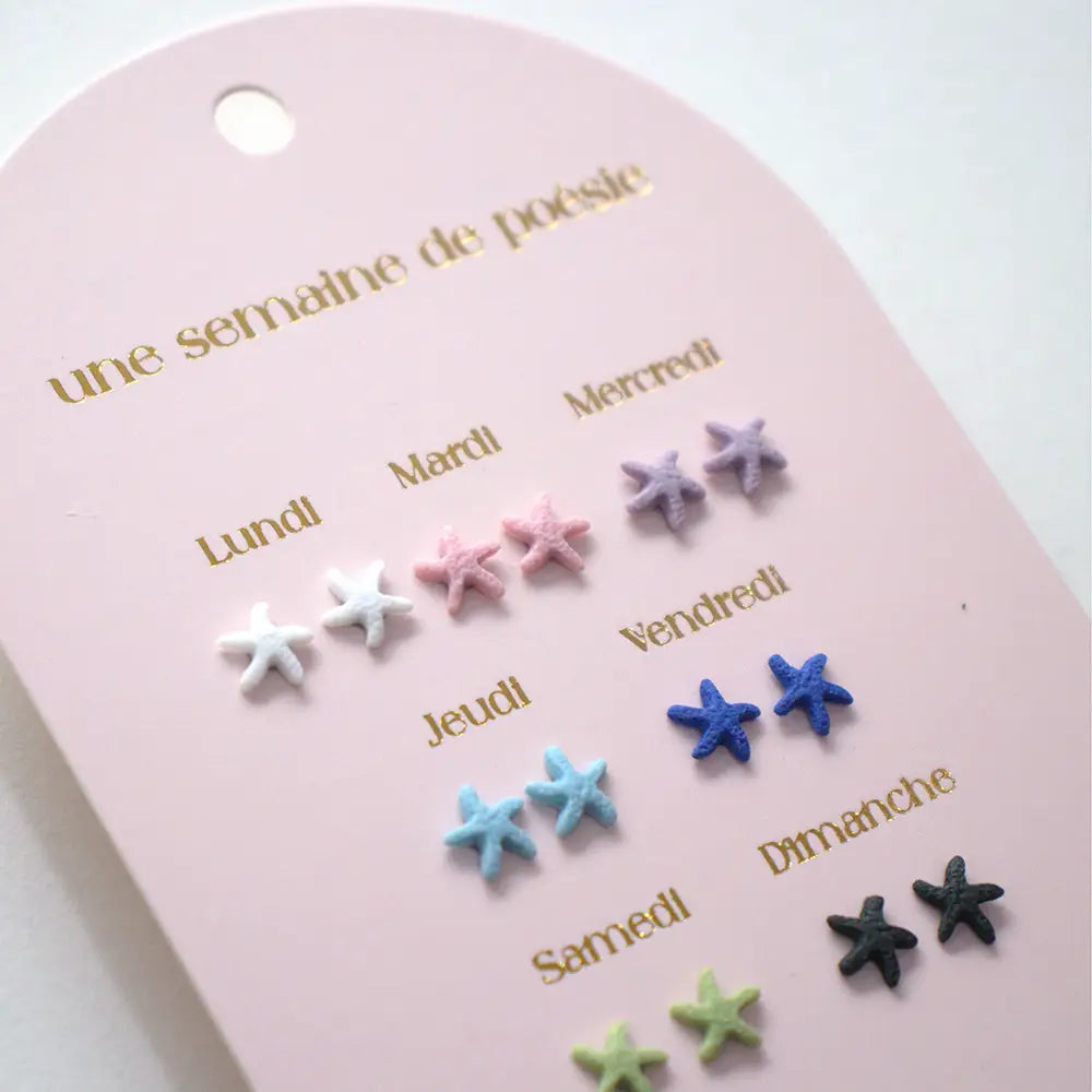 Yuko B. 7 pairs of nickel-free earrings - A week of Starfish poetry