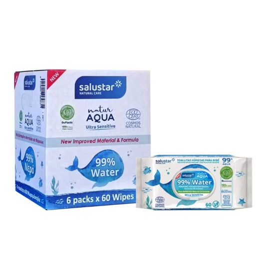 Salustar Natur AQUA Baby Wet Wipes 99% Water 6X60pcs